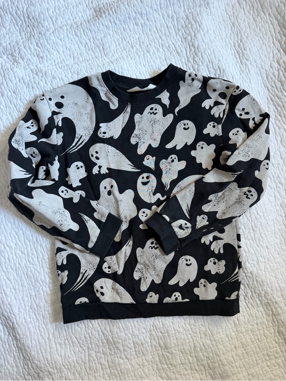 H&M Kids Black Ghost Print Sweatshirt. Size 8/10Y.